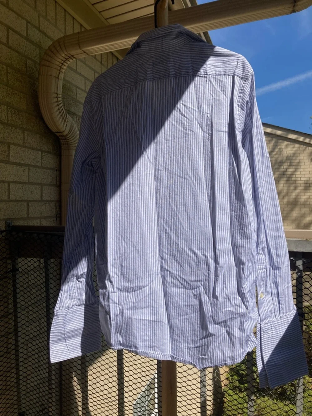 Michael Kors Men's 100% Cotton Blue White Grey Striped Button Down Shirt Large - Picture 6 of 17